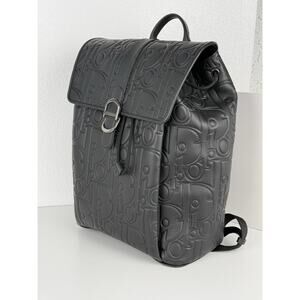 Christian Dior Black Gravity And Grained Leather Daily Backpack With Flap